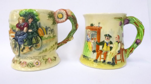 2 x Vintage Crown Devon Musical Tankards inc, Auld Lang Syne & Daisy Bell (a