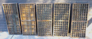 5 x Vintage Wooden Printers Typeset Trays