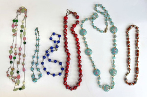 6 x Murano and other glass bead Necklaces, various colours