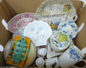 Box lot of Pretty China inc, Crinoline Lady dishes, Villeroy & Boch dish &am