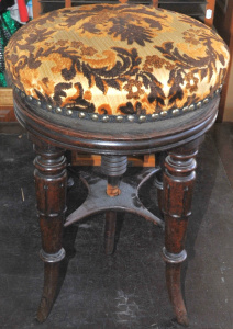 c1880 1900 Piano Stool - looks to be dark stained Mahogany, carved & turned