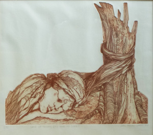 Carol Travers Lummus (American 20th C) Framed Colour Etching - Wake up Trilby, i