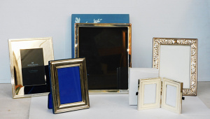 Group lot of Silverplate Photo frames - some boxed inc Vera Wang - Wedgwood, She