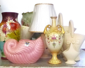 Group Lot of vintage Australian Pottery & 3 pces Victorian inc Rathjen Lamp