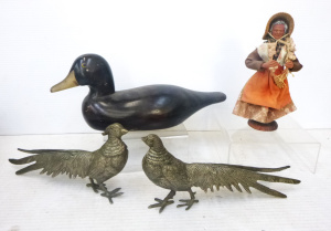 Group lot of Vintage items inc French SPierano terracotta peasant woman with gar