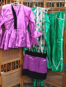 Group lot Vintage hand made Retro Costumes & Outfits in Shiny Metallic Mater