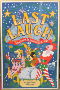 Large vintage c1976 Colour Lithograph Poster for 'The Last Laugh' Theatre, Resta Large vintage c1976 Colour Lithograph Poster for 'The Last Laugh' Theatre, Resta