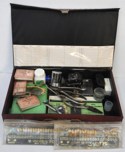 Lot of Vintage Dentistry Tools & Accessories incl Teeth Shade Guides, Eyewas