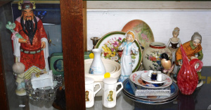 Mixed Group lot inc Glass, Ceramic figures, Boxed Mikasa Wall Clock, Holly Hobby