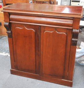 Lot 4 - 1880s Cedar Chiffonier w Shielded Style Doors to Front - Approx 95cm H