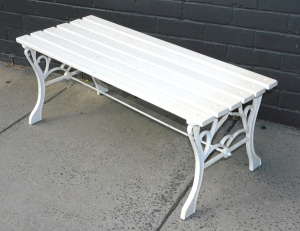Lot 8 - Vintage style Bench seat - Cast Iron base with painted wooden slats