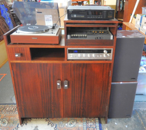 Lot 12 - Vintage Powered & Fitted Stereo Cabinet w Components incl Pioneer R