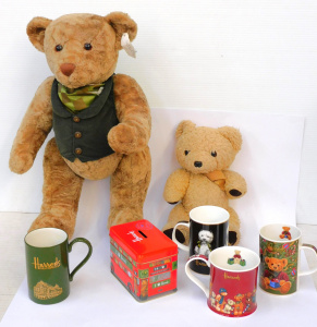 Lot 25 - Group lot of Harrods items inc Two Bears inc 1999 dressed bear 50cm L &