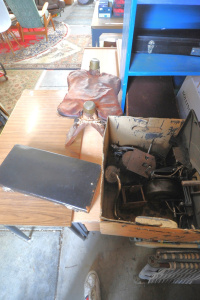Lot 31 - Mixed group Lot incl Vintage Gramophone Parts, 2 x Leather Cases, Leath