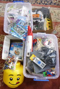 Lot 38 - 4 x boxes Lego inc, building bricks, bag of mini figures Lego head stor