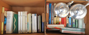 Lot 54 - 2 x boxes - 2 x EPNS Robur Teapots w infusers + Books incl Ulysses, hea