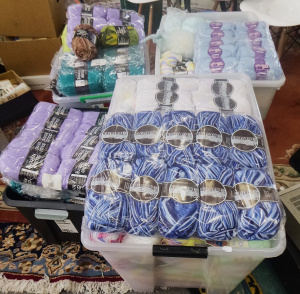 Lot 55 - 4 x Large Tubs of Assorted Knitting Yarns - mostly as new, assorted col