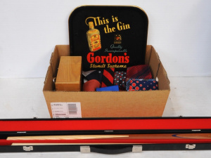 Lot 57 - Group lot - cased Mark Williams signature 2 piece Snooker Cue, old 50s