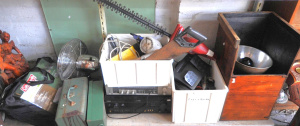Lot 67 - Group Mixed Items incl Assorted Tools, Stereo Receiver, Metal Toolboxes