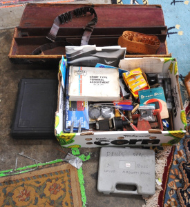Lot 102 - Lot of Mixed Items incl Assorted Hand Tools, Mixed Spark Plugs, Cased