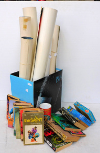 Lot 108 - 2 Boxes Mixed Vintage inc Sci-Fi & Fantasy Posters some by Rodney