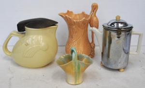 Lot 123 - 4 x Pieces Ceramics incl Ceramic Teapot w Warming Cover, Sylvac Jug w