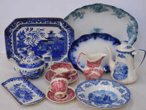 Lot 124 - Group lot vintage ceramics inc Masons Ironstone Red Vista Jug Cups &a