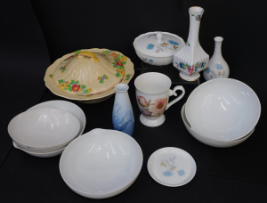 Lot 137 - Mixed Group lot inc Wedgwood Ice Rose Vase, Lidded powder bowl and pin