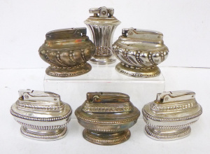 Lot 158 - 6 x Vintage Ronson ornate table lighters inc Newport, Crown, Queen Ann