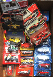 Lot 168 - Box lot of Carded Diecast Scale Model Cars incl Hot Wheels, Majorette,