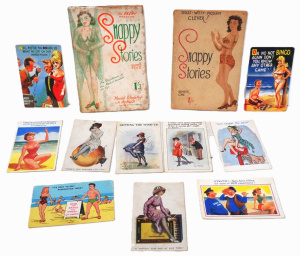 Lot 208 - Vintage Comical & Glamour Items incl 2 x Snappy Stories Magazines