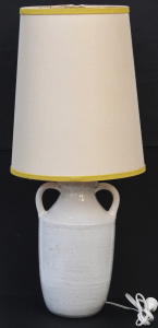 Lot 229 - Retro 1970s Italian Ceramic Lamp - white glazed aged look with Twin Ha