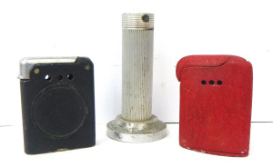 Lot 268 - 3 x Vintage stylish shaped lighters inc red hammertone, chrome Automet