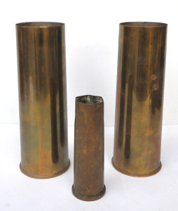 Lot 273 - 3 x Vintage Brass Artillery Shells inc 40mm Trench Art Shell & 2 x