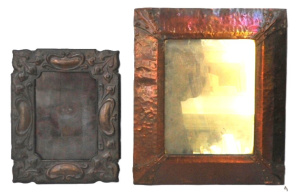 Lot 294 - Vintage Arts & Craft & Art Nouveau Copper Frames incl Mirror &