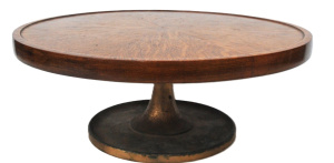 Lot 296 - Vintage Oak Rotating Cake Stand on Bronze Pedestal Base - approx 36cm