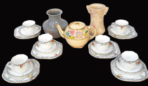 Lot 297 - Lot of 1930s English Ceramic Pieces incl Candy Ware Vase, Six Sets of