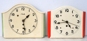 Lot 312 - 2 x vintage c1950s Ceramic Clocks - both w replaced Batt Op Movements