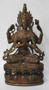 Lot 317 - Vintage Heavy Bronze Tibet Buddha Statue - Avalokitesvara Buddha w 4 A