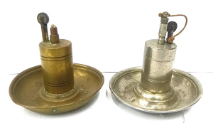Lot 322 - 2 x Vintage c1930s brass and chrome plated table cigarette lighters