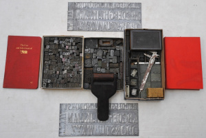 Lot 333 - Lot of Vintage Typeset Equipment incl Letters, Symbols, Various Design