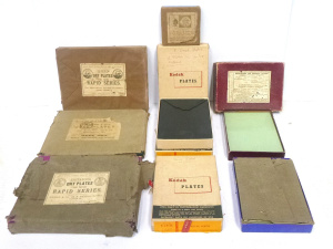 Lot 334 - Box vintage unused glass & other photography plates inc Kodak etc