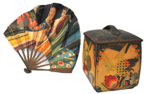 Lot 340 - 2 x Pieces 1930s Art Deco incl Paper Fan Advertising Parfum Pompeia LT