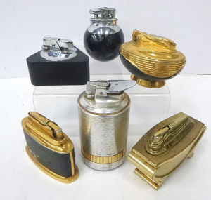 Lot 343 - 6 x Ronson stylish shaped table cigarette lighters inc Rondelight, Var