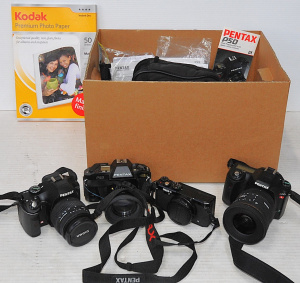 Lot 353 - Box lot of Cameras & Camera Accessories incl SLR Cameras, Digital