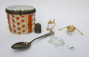 Lot 360 - Group lot of Vintage Items inc Baccarat Pierie diamond cut lidded trin