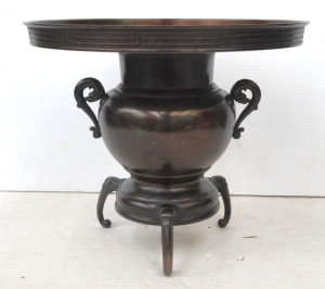 Lot 378 - Vintage Japanese Two-Piece Ikebana Usubata Bronze Vase - 19th Century