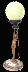 Lot 379 - Art Deco Chrome Plated Cast Metal Dianna Lamp w Original Period Shade
