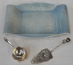 Lot 382 - Small group lot - Christofle EPNS Tea Strainer, German 835 Silver pier
