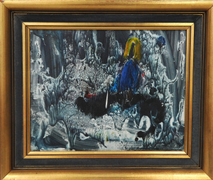 Lot 209 - John Latham Waterhouse (1933 - ) small framed Oil Painting - Abstract